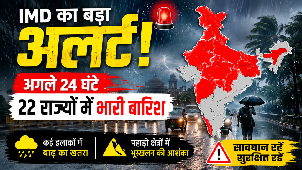 22 राज्यों में भारी बारिश की चेतावनी से जुड़ी प्रतिनिधि तस्वीर