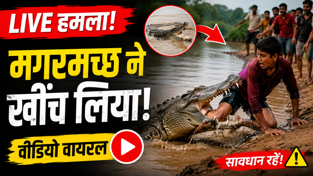 नदी किनारे मगरमच्छ का सांकेतिक दृश्य