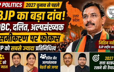 उत्तर प्रदेश में 2027 विधानसभा चुनाव से पहले भाजपा की नई राष्ट्रीय टीम में OBC, दलित, अल्पसंख्यक और अन्य सामाजिक समूहों को प्रतिनिधित्व दिए जाने का राजनीतिक समाचार दृश्य।