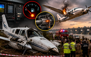कानपुर में दुर्घटनाग्रस्त Tecnam P2006T ट्रेनिंग विमान और विमान हादसे की तकनीकी जांच का प्रतीकात्मक दृश्य।