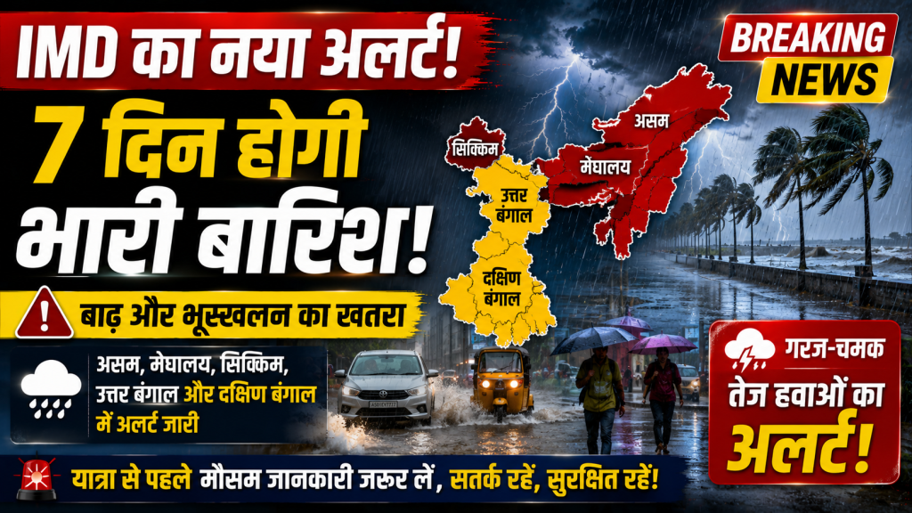पश्चिम बंगाल और पूर्वोत्तर भारत में IMD द्वारा भारी बारिश का अलर्ट