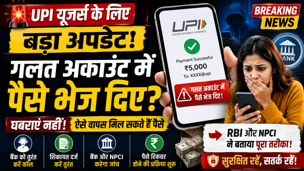 गलत UPI ट्रांजैक्शन होने पर पैसे वापस पाने की प्रक्रिया