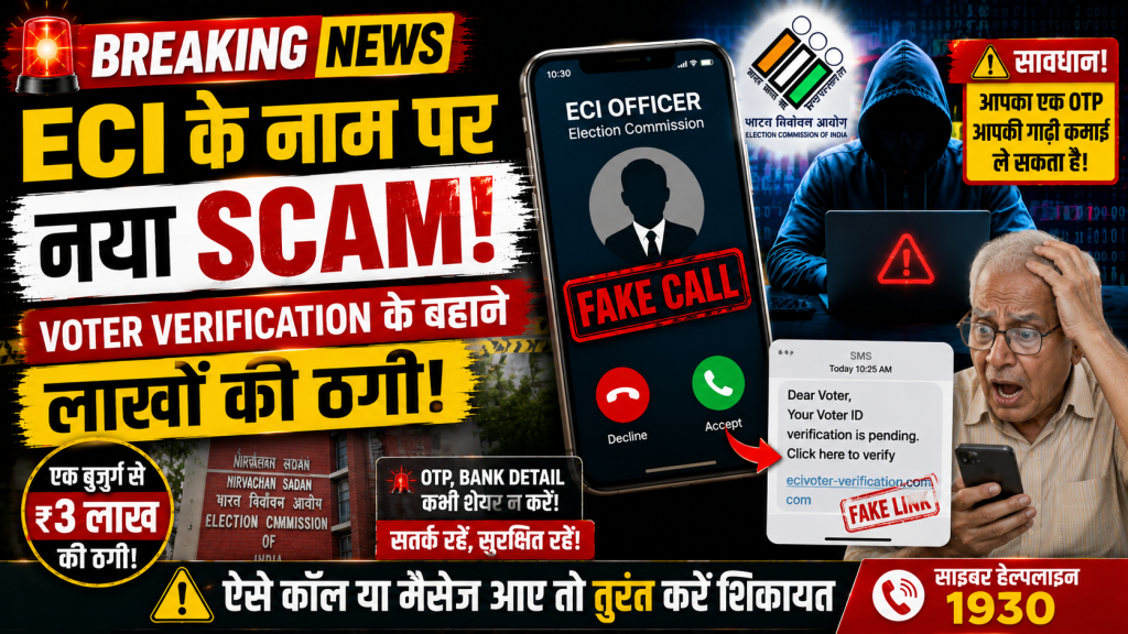 चुनाव आयोग के नाम पर हो रही साइबर ठगी का प्रतीकात्मक चित्र