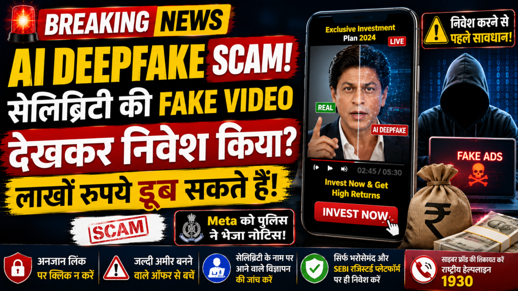 AI Deepfake के जरिए Fake Celebrity Investment Scam का प्रतीकात्मक चित्र