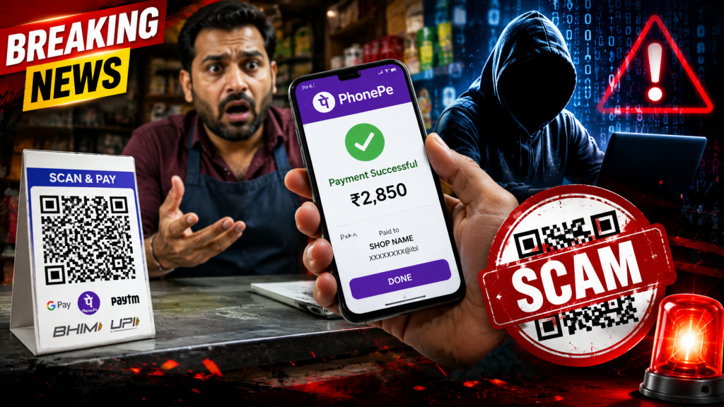 QR Payment Scam और Fake PhonePe App का प्रतीकात्मक चित्र