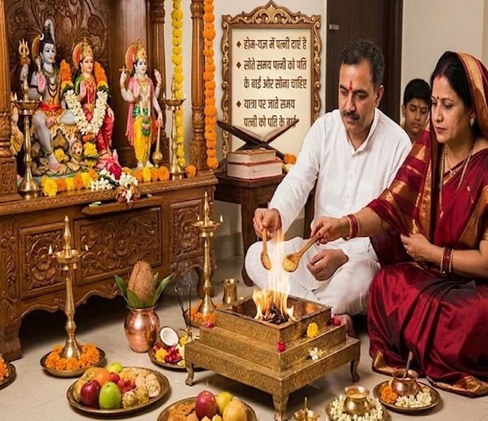 धार्मिक अनुष्ठानों में पत्नी इस कारण बैठती है बाईं ओर