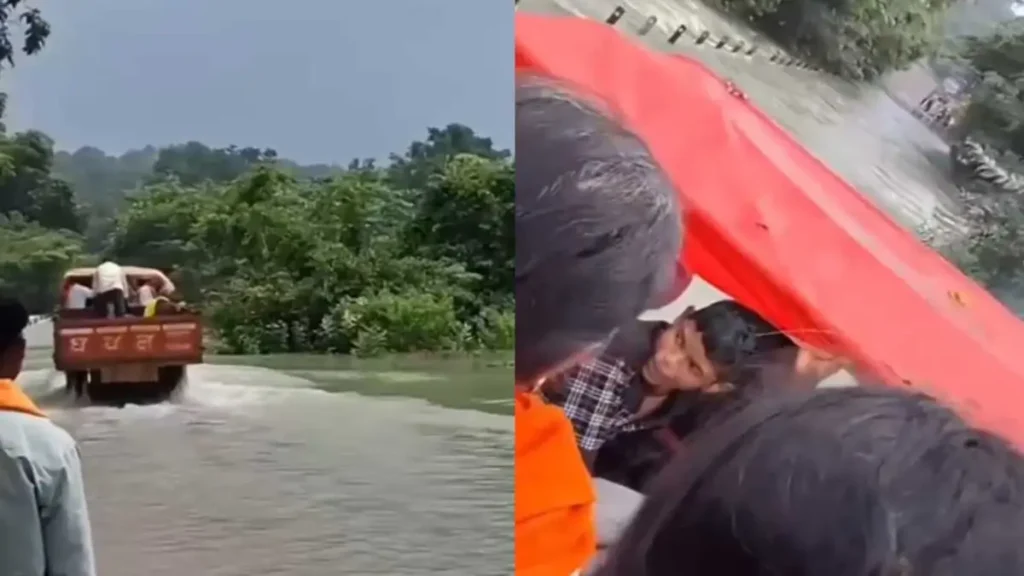 धमतरी में उफनते पुल पर मौत का सफर : तेज बहाव के बीच बस-ट्रैक्टर से नदी पार करते दिखे लोग, देखिए VIDEO
