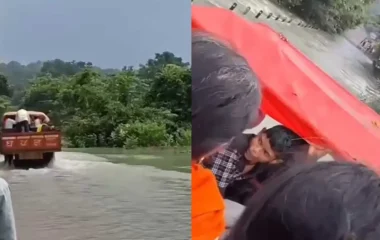 धमतरी में उफनते पुल पर मौत का सफर : तेज बहाव के बीच बस-ट्रैक्टर से नदी पार करते दिखे लोग, देखिए VIDEO
