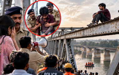 बांदा में प्रेमिका से शादी की जिद में रेलवे पुल पर चढ़ा युवक, पुलिस ने प्रेमिका को बुलाकर बचाया; फिर किया गिरफ्तार