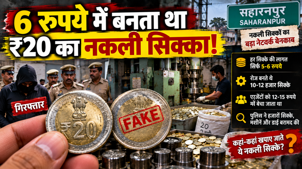 6 रुपये में बनता था 20 रुपये का नकली सिक्का, सहारनपुर में पकड़ी गई फैक्ट्री; रोज तैयार होते थे 12 हजार कॉइन