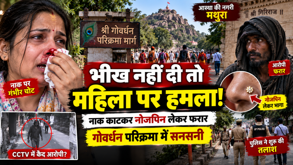 गोवर्धन परिक्रमा कर रही महिला पर हमला, भीख देने से मना किया तो नाक पर किया वार; नोजपिन लेकर फरार आरोपी
