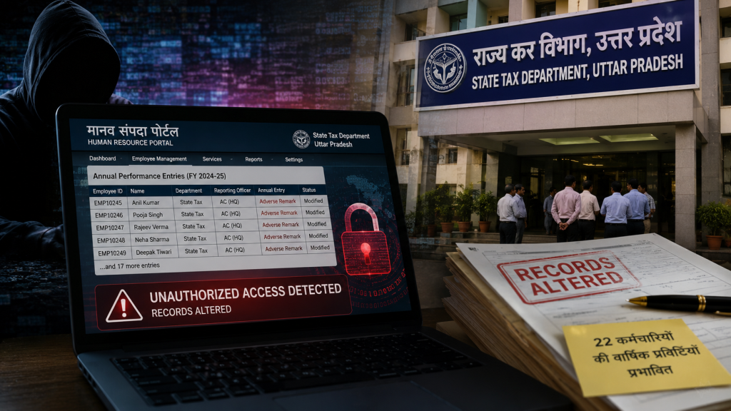 यूपी राज्य कर विभाग के मानव संपदा पोर्टल में कथित सेंधमारी और 22 कर्मचारियों की वार्षिक प्रविष्टियों में बदलाव