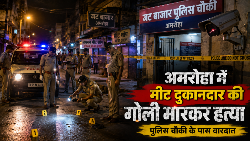 अमरोहा में पुलिस चौकी के पास मीट दुकानदार की गोली मारकर हत्या