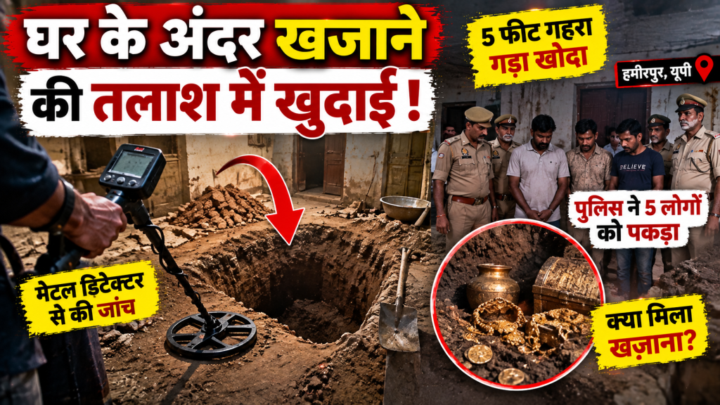 हमीरपुर में खजाने की तलाश में घर के अंदर खोदा 5 फीट गहरा गड्ढा, पुलिस ने पांच लोगों को पकड़ा