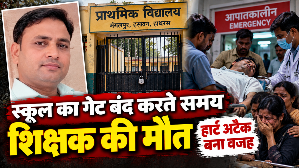 हाथरस में स्कूल का गेट बंद करते समय शिक्षक की मौत, अचानक जमीन पर गिरे अरुण गोविंद शर्मा