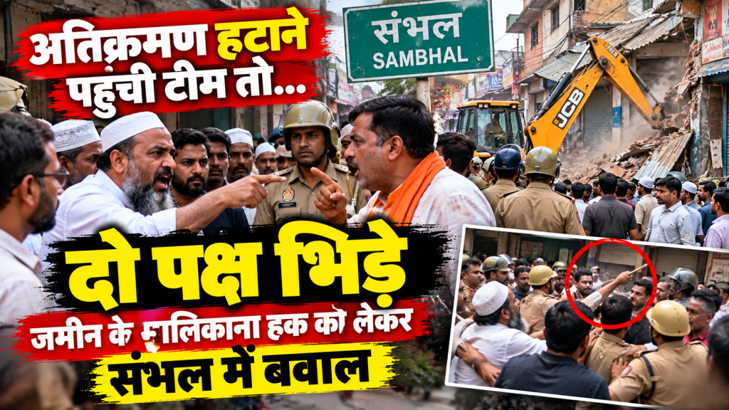 संभल में अतिक्रमण हटाने पहुंची टीम तो मचा बवाल, जमीन के मालिकाना हक को लेकर दो पक्ष आमने-सामने