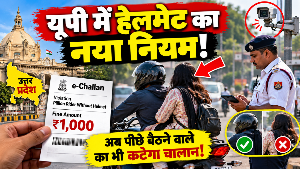 यूपी में हेलमेट को लेकर बड़ा फैसला, अब बाइक पर पीछे बैठने वाले का भी कटेगा चालान