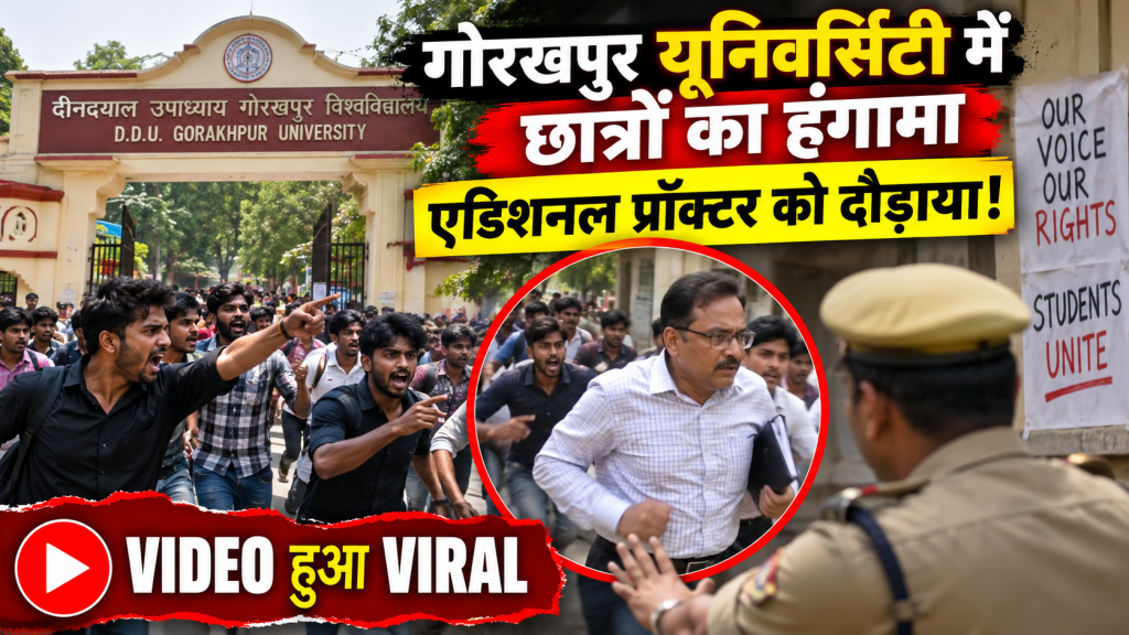 गोरखपुर यूनिवर्सिटी में छात्रों का हंगामा, एडिशनल प्रॉक्टर को दौड़ाया, VIDEO वायरल