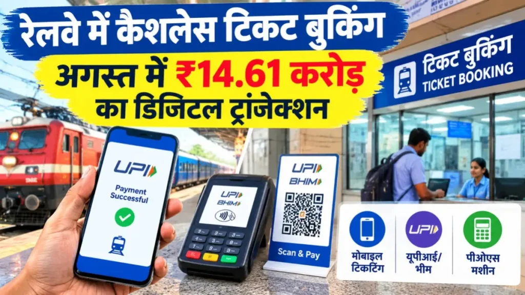 रेलवे में कैशलेस टिकट बुकिंग का बढ़ा चलन: अगस्त में ₹14.61 करोड़ का डिजिटल ट्रांजेक्शन