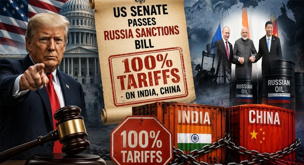 US संसद से रूस पर शिकंजा कसने वाला बिल पास, भारत-चीन पर 100% टैरिफ का खतरा
