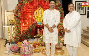 देव के घर गणेश पूजा में राजनीतिक सौहार्द, सुकांत के बाद पहुंचे सुवेंदु अधिकारी