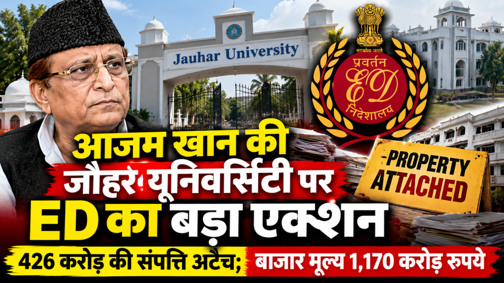 आजम खान की जौहर यूनिवर्सिटी पर ED का बड़ा एक्शन: 426.46 करोड़ की संपत्ति अटैच, बाजार कीमत 1,170 करोड़; सरकारी धन के दुरुपयोग की जांच