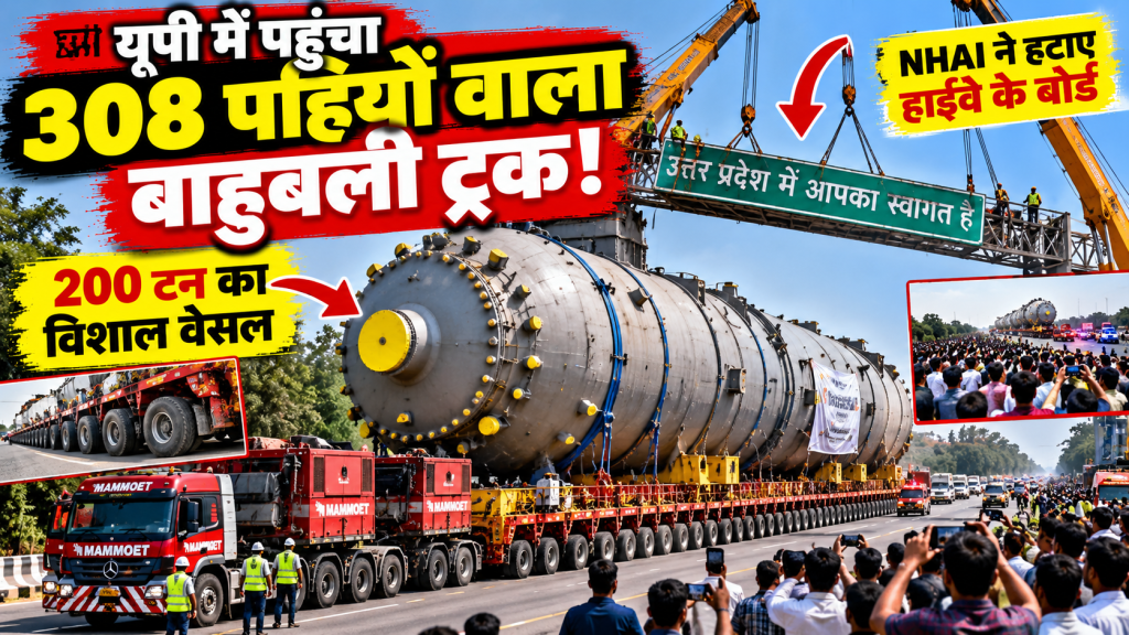 यूपी पहुंचा 308 पहियों वाला ‘बाहुबली’ ट्रक, 200 टन का वेसल देखकर उमड़ी भीड़; NHAI ने हटाए हाईवे के बोर्ड