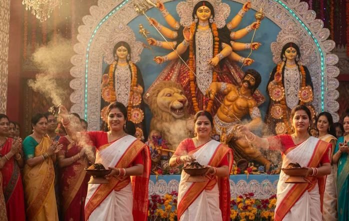 सर्वपितृ अमावस्या पर बंगाल में दुर्गा पूजा की खास रस्म: जानें क्या है देवी दुर्गा का ‘चक्षु दान’ और पूजा में क्यों पहनते हैं लाल-सफेद साड़ी