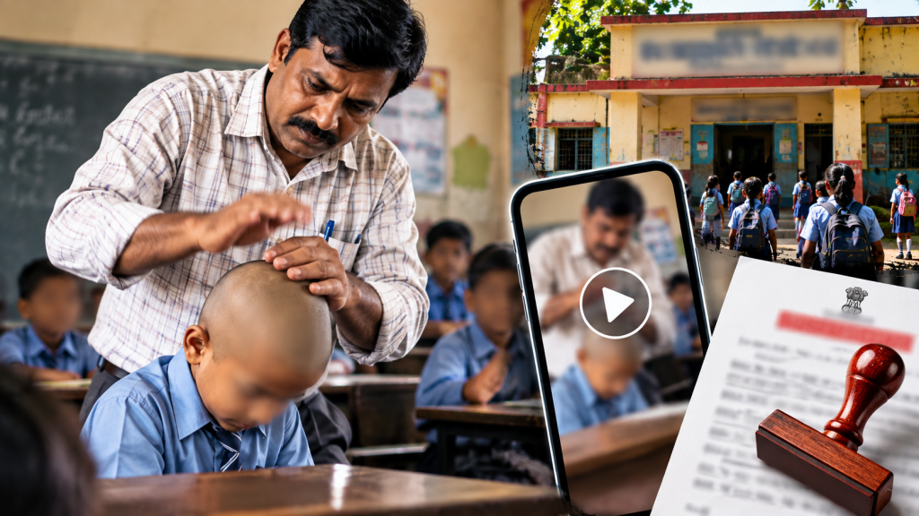 इटावा में बच्चे के सिर पर तबला बजाने लगे शिक्षक, वीडियो वायरल होते ही सस्पेंड; विभाग ने शुरू की जांच