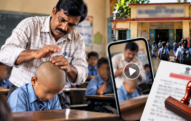 इटावा में बच्चे के सिर पर तबला बजाने लगे शिक्षक, वीडियो वायरल होते ही सस्पेंड; विभाग ने शुरू की जांच