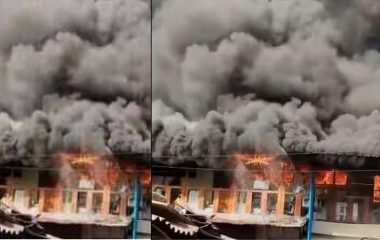 दुकान में भीषण आग से मची अफरा-तफरी, आसपास के घरों तक पहुंचीं लपटें, 6 दमकल वाहनों ने 3 घंटे में पाया काबू