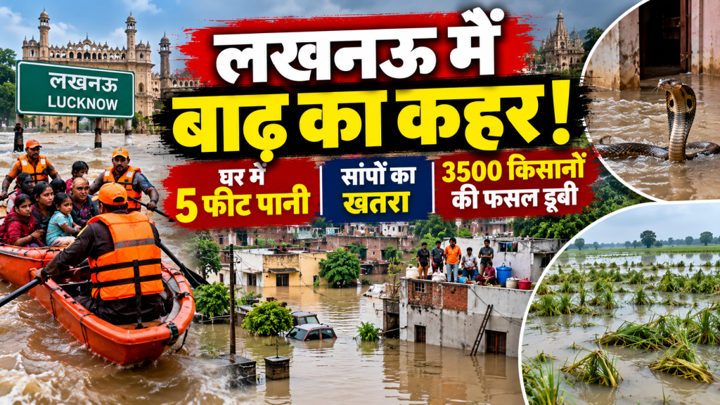 लखनऊ में बाढ़ का कहर: घरों में पांच फीट तक पानी, सांपों का खतरा; सैकड़ों परिवार हुए बेघर