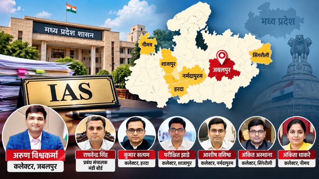 मध्य प्रदेश में IAS अधिकारियों का बड़ा फेरबदल, जबलपुर समेत 6 जिलों को मिले नए कलेक्टर; सुखबीर सिंह CM के प्रमुख सचिव बने