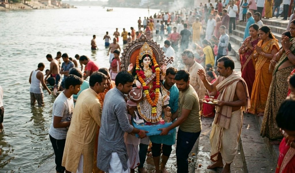 Shardiya Navratri में Saraswati Visarjan आज, शुभ मुहूर्त में प्रतिमा विसर्जन से पूर्ण होगी पूजा