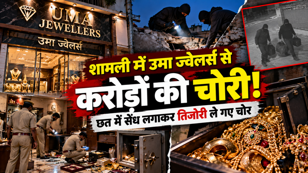 शामली में उमा ज्वेलर्स की दुकान में करोड़ों की चोरी, छत में सेंध लगाकर तिजोरी ले उड़े चोर